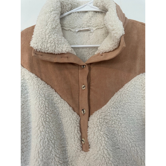 Women's KIRUNDO Beige Cream Sherpa Fleece Pullover Sweater M - Picture 5 of 9
